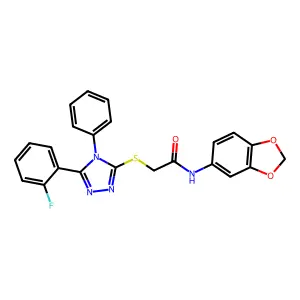 N-(1,3-benzodioxol-5-yl)-2-[[5-(2-fluorophenyl)-4-phenyl-1,2,4-triazol-3-yl]sulfanyl]acetamide structure