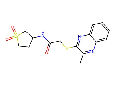 N-(1,1-dioxothiolan-3-yl)-2-(3-methylquinoxalin-2-ylthio)acetamide structure