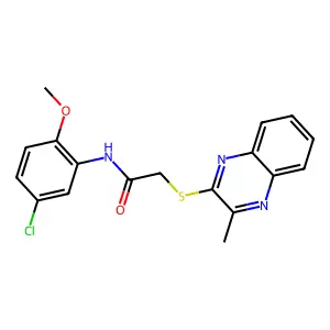 N-(5-chloro-2-methoxyphenyl)-2-[(3-methylquinoxalin-2-yl)sulfanyl]acetamide structure