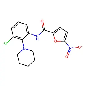 N-(3-chloro-2-piperidin-1-ylphenyl)-5-nitrofuran-2-carboxamide structure