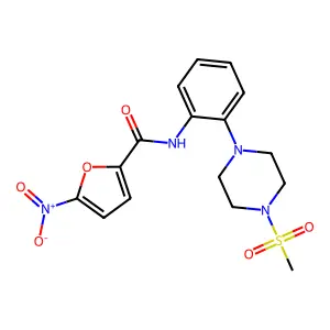 N-[2-(4-methylsulfonylpiperazin-1-yl)phenyl]-5-nitrofuran-2-carboxamide structure