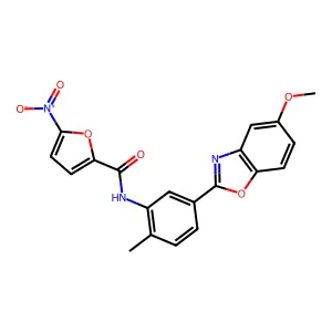 N-[5-(5-methoxy-1,3-benzoxazol-2-yl)-2-methylphenyl]-5-nitrofuran-2-carboxamide structure