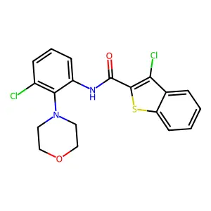 3-chloro-N-(3-chloro-2-morpholin-4-ylphenyl)-1-benzothiophene-2-carboxamide structure