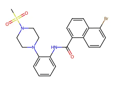 5-bromo-N-[2-(4-methylsulfonylpiperazin-1-yl)phenyl]naphthalene-1-carboxamide structure