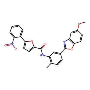N-[5-(5-methoxy-1,3-benzoxazol-2-yl)-2-methylphenyl]-5-(2-nitrophenyl)furan-2-carboxamide structure