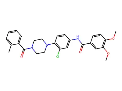 N-[3-chloro-4-[4-(2-methylbenzoyl)piperazin-1-yl]phenyl]-3,4-dimethoxybenzamide structure