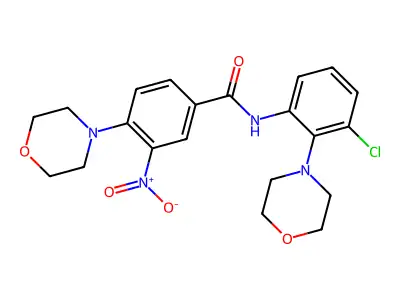 N-(3-chloro-2-morpholin-4-ylphenyl)-4-morpholin-4-yl-3-nitrobenzamide structure