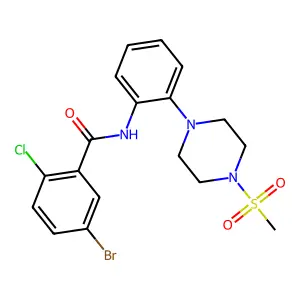 5-bromo-2-chloro-N-[2-(4-methylsulfonylpiperazin-1-yl)phenyl]benzamide structure
