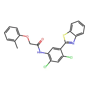N-[5-(1,3-benzothiazol-2-yl)-2,4-dichlorophenyl]-2-(2-methylphenoxy)acetamide structure