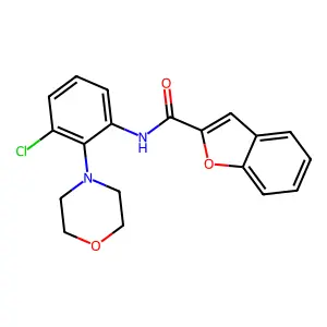 N-[3-chloro-2-(4-morpholinyl)phenyl]-1-benzofuran-2-carboxamide structure