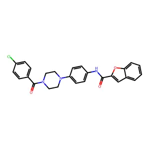N-{4-[4-(4-chlorobenzoyl)-1-piperazinyl]phenyl}-1-benzofuran-2-carboxamide structure