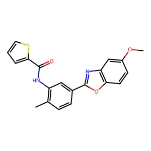 N-[5-(5-methoxy-1,3-benzoxazol-2-yl)-2-methylphenyl]thiophene-2-carboxamide structure