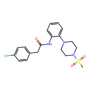 2-(4-chlorophenyl)-N-{2-[4-(methylsulfonyl)-1-piperazinyl]phenyl}acetamide structure