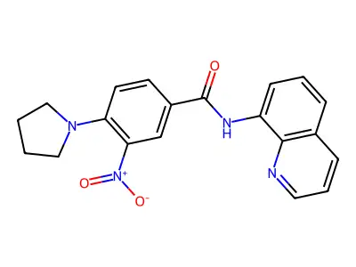 3-nitro-4-pyrrolidin-1-yl-N-quinolin-8-ylbenzamide structure