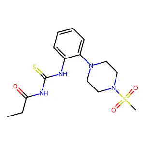 N-[[2-(4-methylsulfonylpiperazin-1-yl)phenyl]carbamothioyl]propanamide structure
