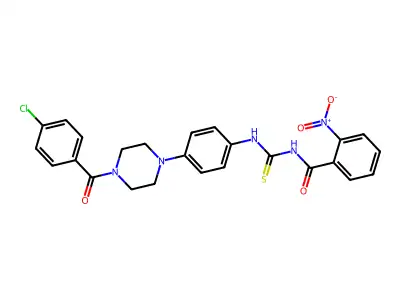 N-[[4-[4-(4-chlorobenzoyl)piperazin-1-yl]phenyl]carbamothioyl]-2-nitrobenzamide structure