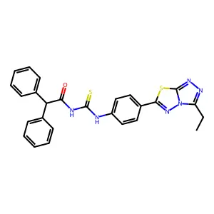 N-[[4-(3-ethyl-[1,2,4]triazolo[3,4-b][1,3,4]thiadiazol-6-yl)phenyl]carbamothioyl]-2,2-diphenylacetamide structure