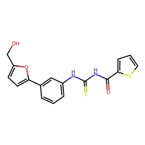 N-[[3-[5-(hydroxymethyl)furan-2-yl]phenyl]carbamothioyl]thiophene-2-carboxamide structure