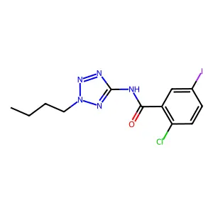 N-(2-butyl-2H-tetraazol-5-yl)-2-chloro-5-iodobenzamide structure