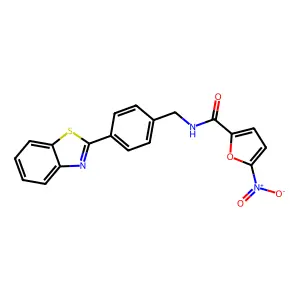 N-[[4-(1,3-benzothiazol-2-yl)phenyl]methyl]-5-nitrofuran-2-carboxamide structure