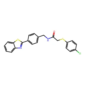 N-[4-(1,3-benzothiazol-2-yl)benzyl]-2-[(4-chlorophenyl)sulfanyl]acetamide structure