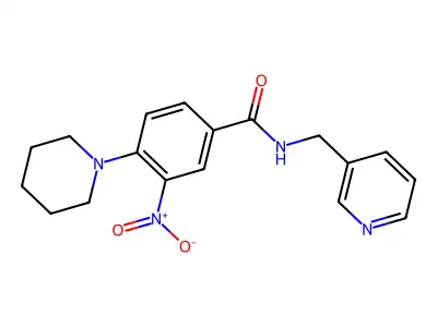 3-nitro-4-piperidin-1-yl-N-(pyridin-3-ylmethyl)benzamide structure