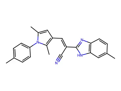 3-[2,5-Dimethyl-1-(4-methylphenyl)-1H-pyrrol-3-yl]-2-(5-methyl-1H-benzimidazol-2-yl)prop-2-enenitrile structure