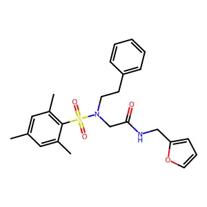 N-(2-furylmethyl)-2-[(mesitylsulfonyl)(2-phenylethyl)amino]acetamide structure