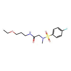 N-(3-ethoxypropyl)-2-[(4-fluorophenyl)sulfonyl-methylamino]acetamide structure
