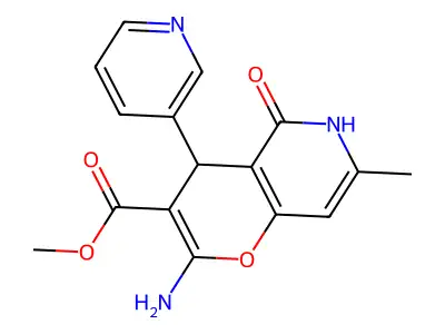 methyl 2-amino-7-methyl-5-oxo-4-(pyridin-3-yl)-5,6-dihydro-4H-pyrano[3,2-c]pyridine-3-carboxylate structure