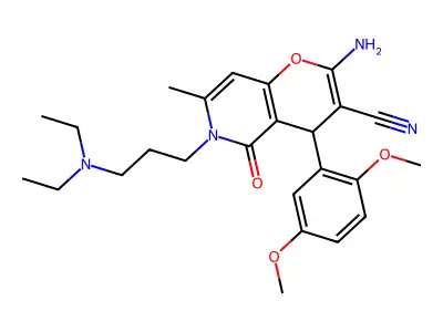 2-amino-6-(3-(diethylamino)propyl)-4-(2,5-dimethoxyphenyl)-7-methyl-5-oxo-5,6-dihydro-4H-pyrano[3,2-c]pyridine-3-carbonitrile structure