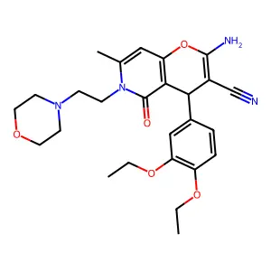 2-amino-4-(3,4-diethoxyphenyl)-7-methyl-6-(2-morpholinoethyl)-5-oxo-5,6-dihydro-4H-pyrano[3,2-c]pyridine-3-carbonitrile structure
