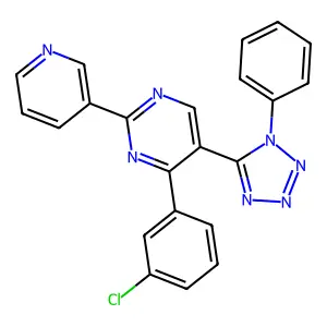 4-(3-chlorophenyl)-5-(1-phenyl-1H-tetraazol-5-yl)-2-(3-pyridinyl)pyrimidine structure