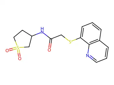 N-(1,1-dioxothiolan-3-yl)-2-quinolin-8-ylsulfanylacetamide structure