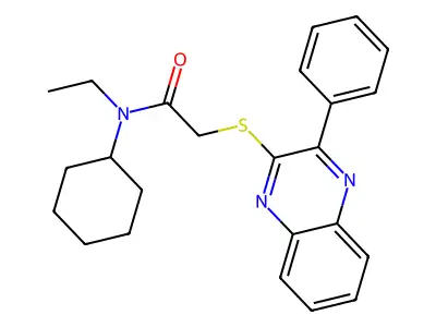 N-cyclohexyl-N-ethyl-2-[(3-phenylquinoxalin-2-yl)sulfanyl]acetamide structure
