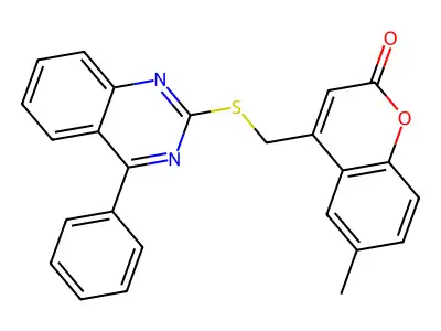 6-Methyl-4-[(4-phenylquinazolin-2-yl)sulfanylmethyl]chromen-2-one structure