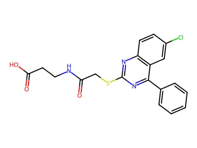 3-[[2-(6-Chloro-4-phenylquinazolin-2-yl)sulfanylacetyl]amino]propanoic acid structure