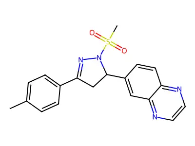 6-(1-(methylsulfonyl)-3-(p-tolyl)-4,5-dihydro-1H-pyrazol-5-yl)quinoxaline structure