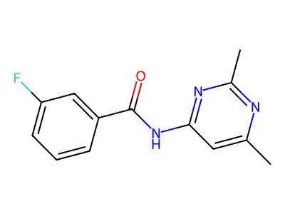 N-(2,6-dimethylpyrimidin-4-yl)-3-fluorobenzamide structure