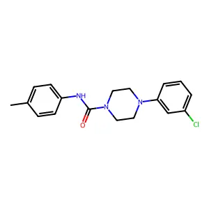 4-(3-chlorophenyl)-N-(4-methylphenyl)piperazine-1-carboxamide structure