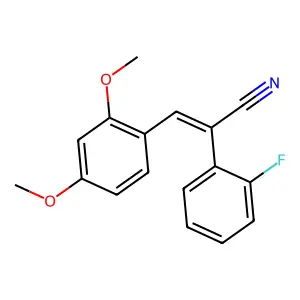 (E)-3-(2,4-dimethoxyphenyl)-2-(2-fluorophenyl)prop-2-enenitrile structure