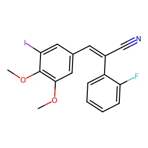 (E)-2-(2-fluorophenyl)-3-(3-iodo-4,5-dimethoxyphenyl)prop-2-enenitrile structure