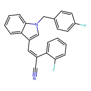 (E)-2-(2-fluorophenyl)-3-[1-[(4-fluorophenyl)methyl]indol-3-yl]prop-2-enenitrile structure
