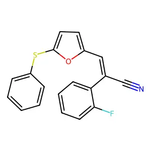 (E)-2-(2-fluorophenyl)-3-(5-phenylsulfanylfuran-2-yl)prop-2-enenitrile structure