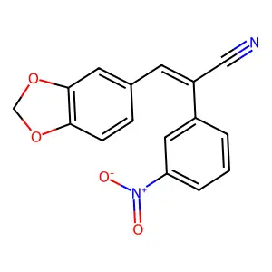 (E)-3-(1,3-benzodioxol-5-yl)-2-(3-nitrophenyl)prop-2-enenitrile structure