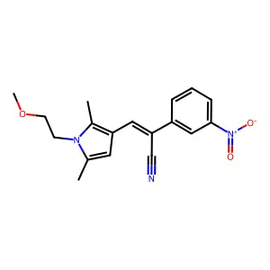 (2E)-3-[1-(2-methoxyethyl)-2,5-dimethyl-1H-pyrrol-3-yl]-2-(3-nitrophenyl)prop-2-enenitrile structure