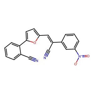 2-[5-[(E)-2-cyano-2-(3-nitrophenyl)ethenyl]furan-2-yl]benzonitrile structure