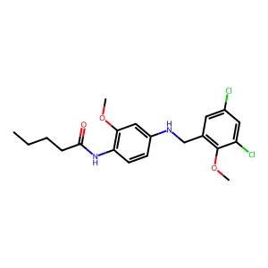 N-{4-[(3,5-dichloro-2-methoxybenzyl)amino]-2-methoxyphenyl}pentanamide structure