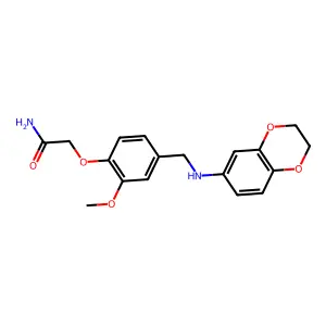 2-[4-[(2,3-Dihydro-1,4-benzodioxin-6-ylamino)methyl]-2-methoxyphenoxy]acetamide structure