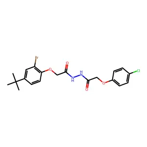 2-(2-bromo-4-tert-butylphenoxy)-N'-[(4-chlorophenoxy)acetyl]acetohydrazide structure